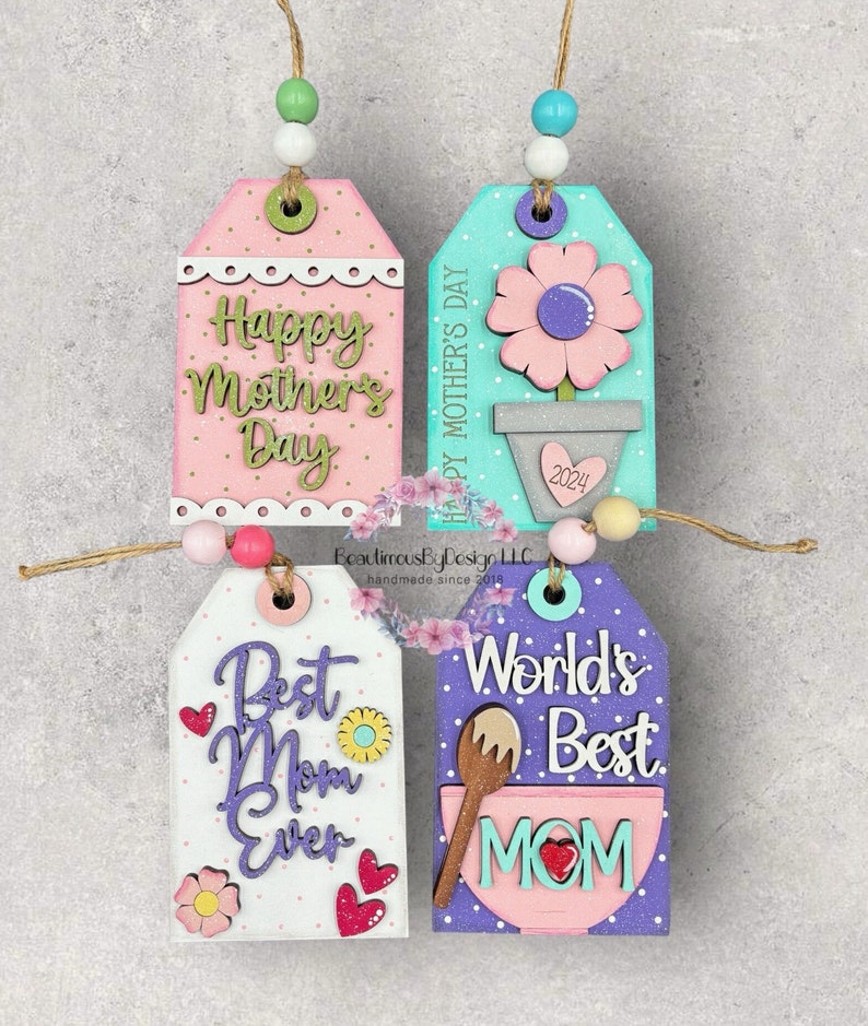 DIY Mother's Day gift tag, Mother's Day gift card holder, gift for her, gift for mom, gift for grandma, paint party image 9