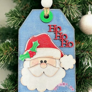 Christmas gift tag, Christmas gift card holder, elf, reindeer, Santa, gift for her, gift for him, handmade gift, reusable gift card holder image 5