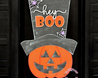 Halloween wall decor, Jack o Lantern door hanger, hey boo, Halloween decor, Halloween 2024, pumpkin decor, Halloween pumpkin, hand painted