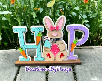 Easter decor, Easter bunny, Easter shelf sitter, holiday decor, Easter mantle decor, hop, bunny hop, spring decor, spring shelf sitter