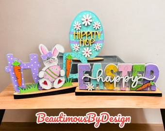 Easter decor, Easter, bunny hop, hippity hop, Easter egg, happy Easter, shelf sitter, Easter mantle decor, spring shelf sitter, desk decor