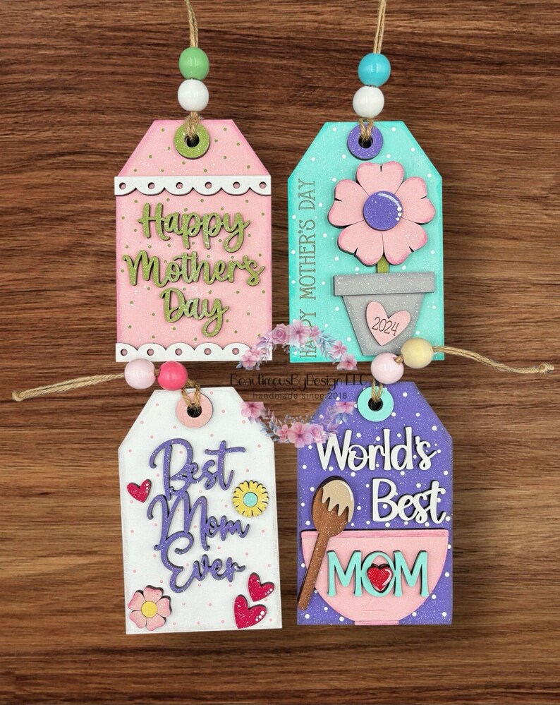 DIY Mother's Day gift tag, Mother's Day gift card holder, gift for her, gift for mom, gift for grandma, paint party image 2
