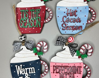 Gift card holder ornament, Christmas ornament, cocoa ornament, coffee gift card holder, handmade ornament, reusable, winter gift