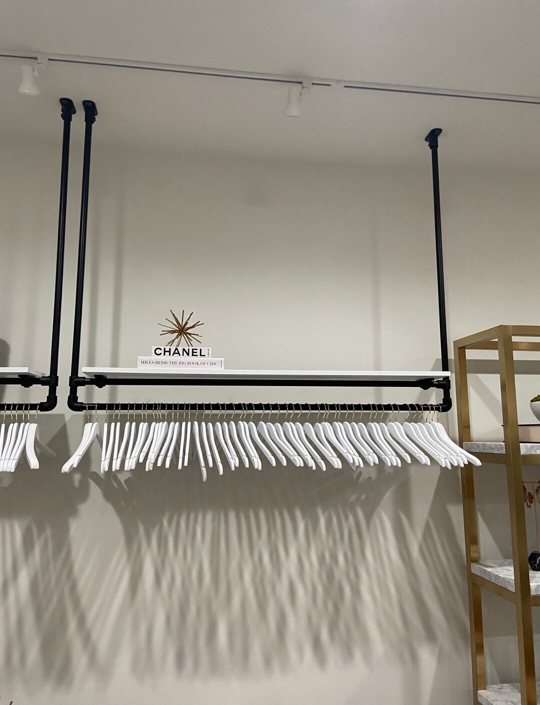 Ceiling Mounted Clothing Rack With Shelf Etsy