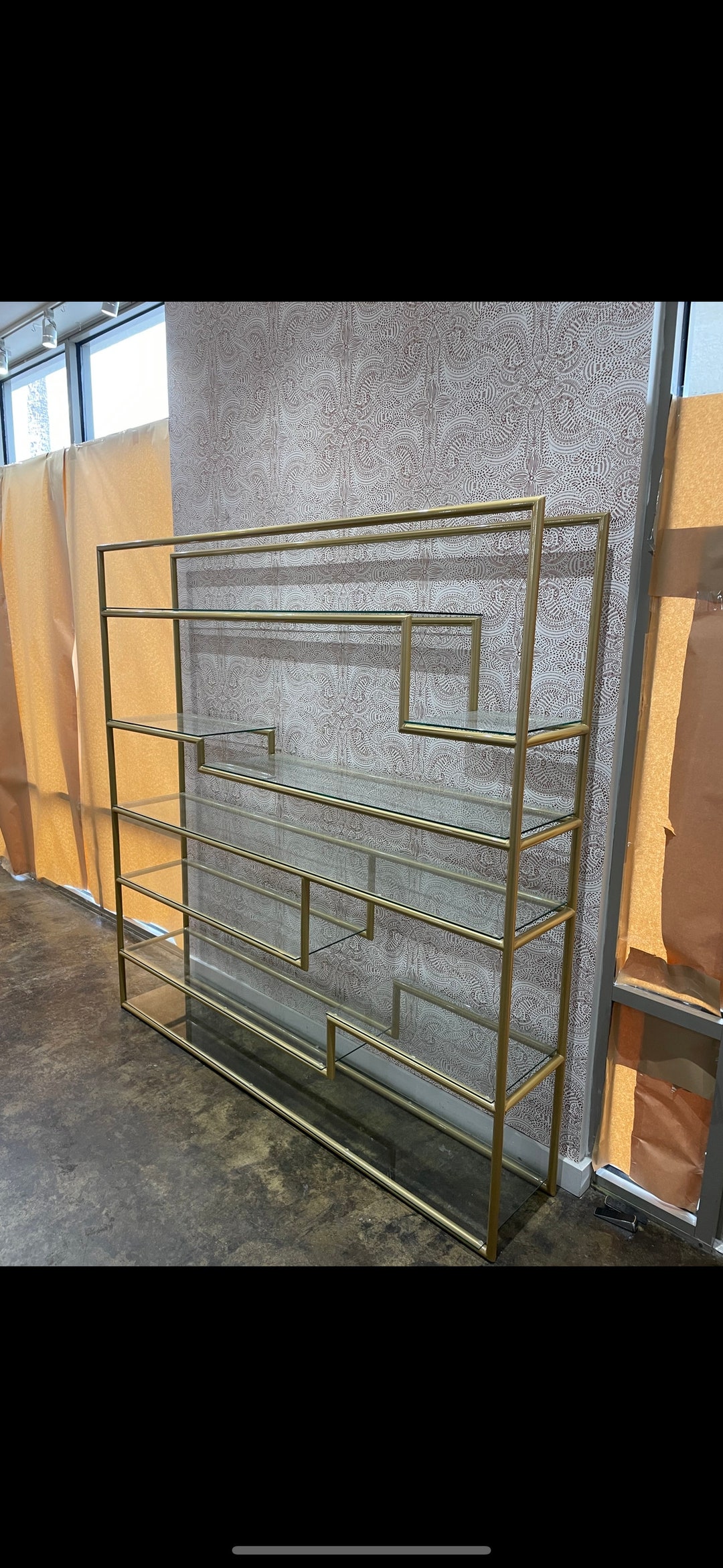 Glass and Gold Shelving Unit Etsy