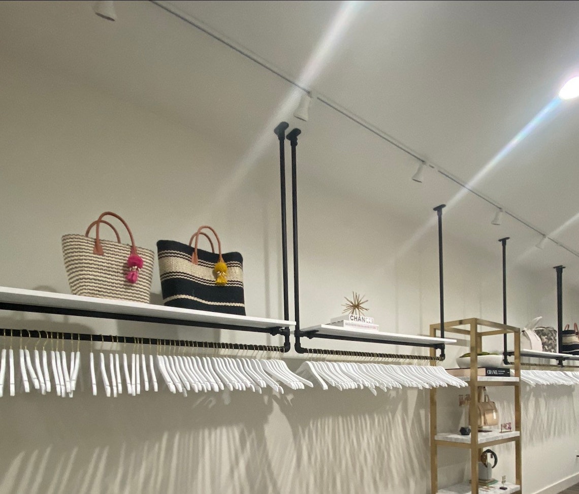 Ceiling Mounted Clothing Rack With Shelf Etsy Australia