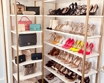 Gold metal wall shoe rack shelf