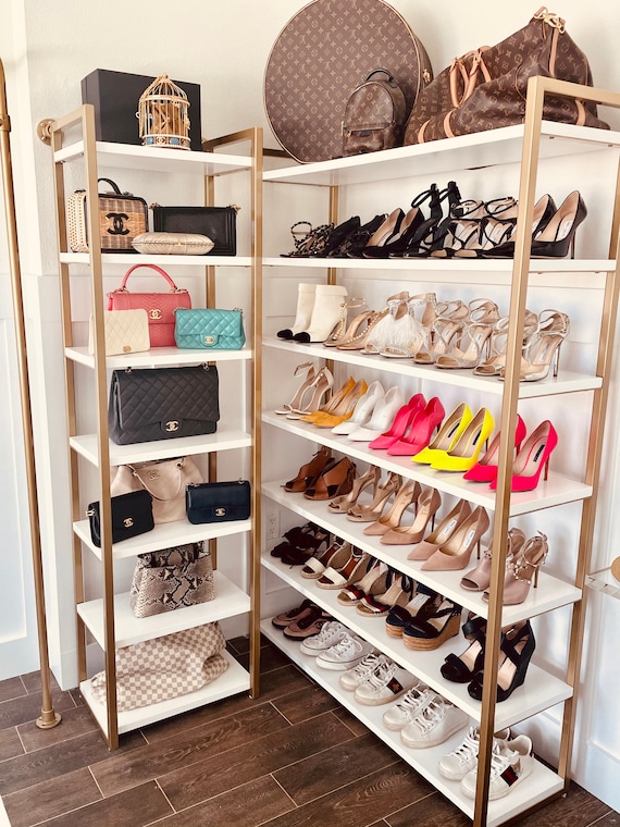 Gold Metal Wall Shoe Rack Shelf 