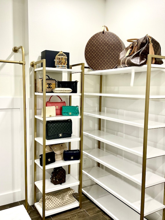 Gold Metal Wall Shoe Rack Shelf 