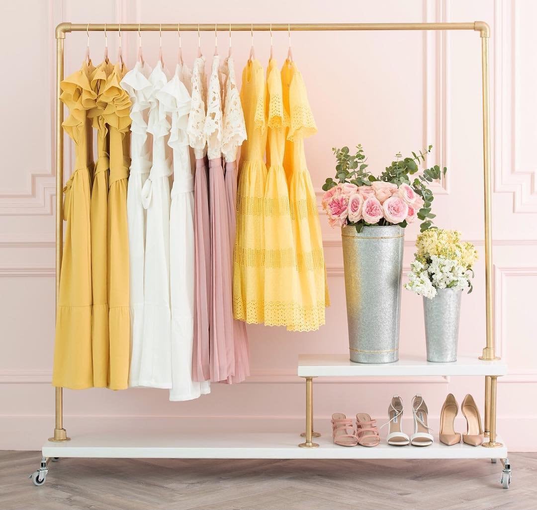 Gold rolling clothing rack sales