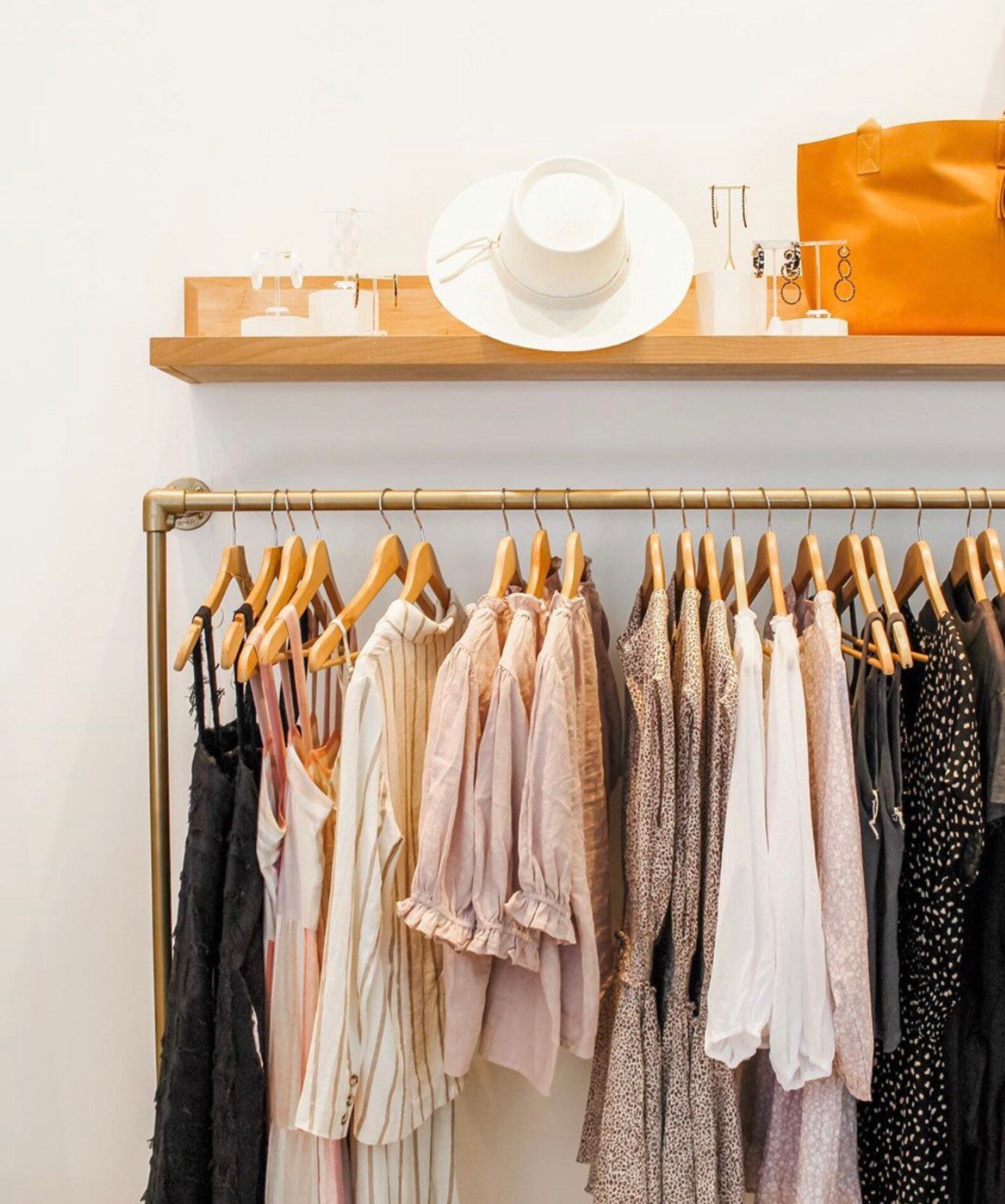 Wall Mounted Gold Clothing Display Rack Etsy