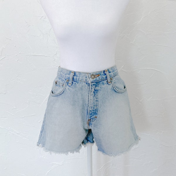 90s Light Blue Denim Jean Cut Off Shorts by Moda Intl | 26" Waist/Extra Small