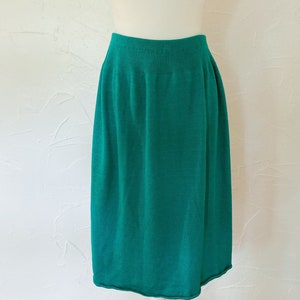 80s Turquoise Knit Sweater Skirt | Medium 28" Waist