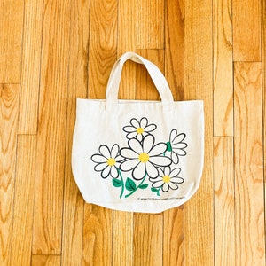 70s Daisy Print Flax Canvas Tote Bag image 1