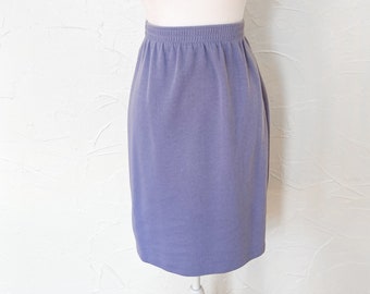 80s/90s Periwinkle Light Purple Knit Pencil Skirt | Small/Medium