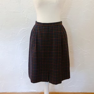 90s Dark Navy Blue Multicolored Houndstooth A-line Skirt | Small/28&quot; to 29&quot; Waist