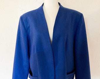 80s Royal Blue Open Front Blazer | Extra Large/1X/2X