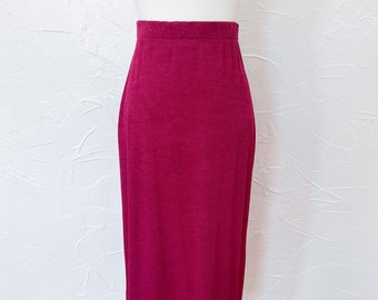 80s/90s Bodycon Textured Ribbed Deep Pink Magenta Skirt | Medium/28" Waist