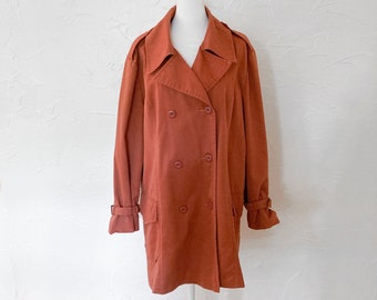 70s Rust Orange Double Breasted Canvas Jacket with Crisscross Straps | Extra Large