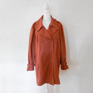 70s Rust Orange Double Breasted Canvas Jacket with Crisscross Straps | Extra Large