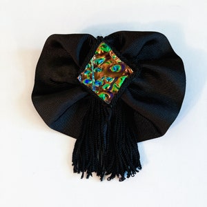 80s Black Copper Metallic Rainbow Fringed Barrette