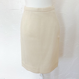 70s/80s Minimal Cream Ribbed Striped Pencil Skirt | Small/ 27&quot; Waist