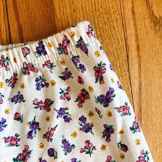 90s White Pink Purple Floral Leggings | Extra Sma… - image 6