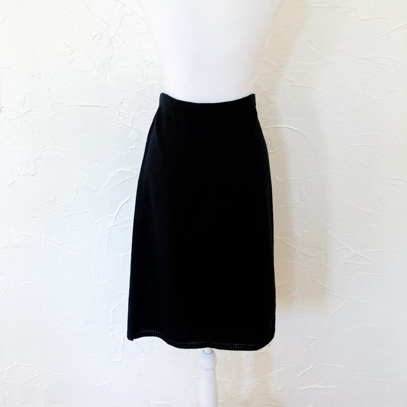 80s Minimal Black Sweater Knit Pencil Skirt 30 to 36 Waist/Medium/Large image 2