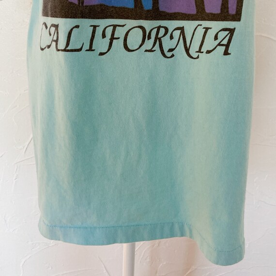 90s California Print Aqua Blue Green Souvenir Cot… - image 8