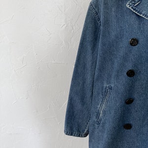 80s Double Breasted Denim Coat with Black Nautical Anchor Buttons Large/Extra Large image 5