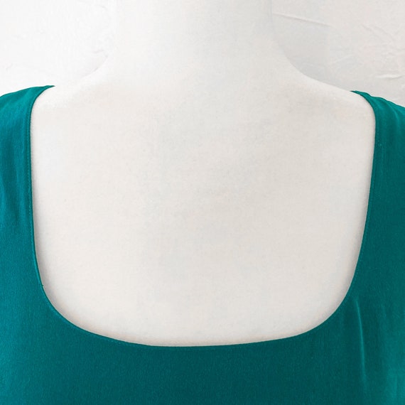 90s Turquoise Silk Sleeveless Minimal Shift Dress… - image 6