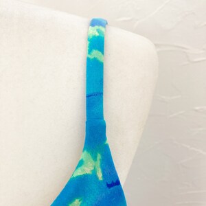 80s Green Blue Turquoise Swirl Tie Dye One Piece High Cut Swimsuit Medium/Large image 5