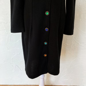 80s Multicolored Rainbow Glass Button Down Black Knit Midi Dress Medium/Large image 4