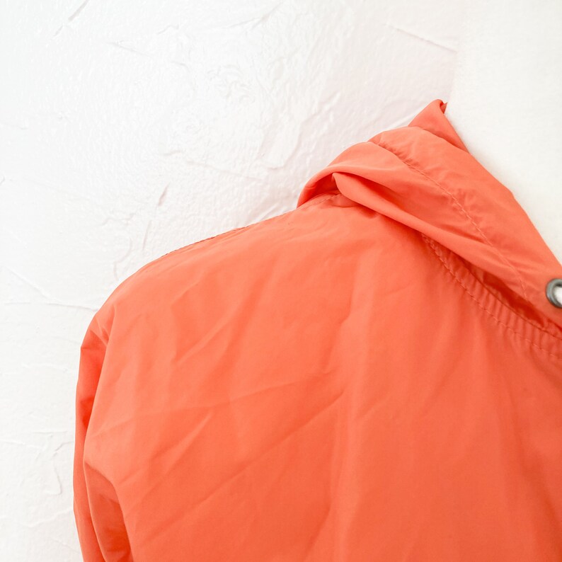 Y2k Orange Two Toned Windbreaker Jacket White Zipper Small/Medium image 5