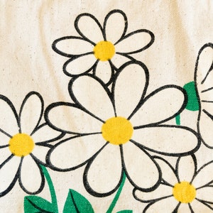 70s Daisy Print Flax Canvas Tote Bag image 8