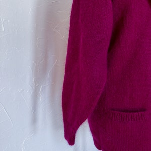 80s Perry Ellis Fuchsia Mohair Cardigan Sweater Medium/Large/Extra Large image 5