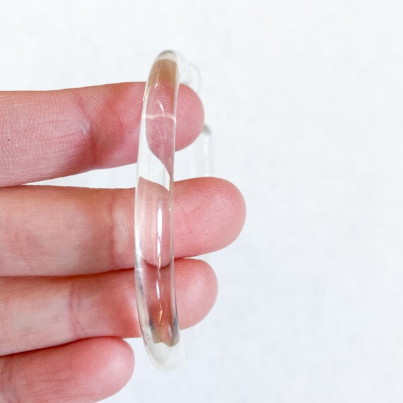 90s Oversized Clear Plastic Large Hoops Pierced E… - image 3