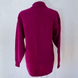 80s Perry Ellis Fuchsia Mohair Cardigan Sweater Medium/Large/Extra Large image 2