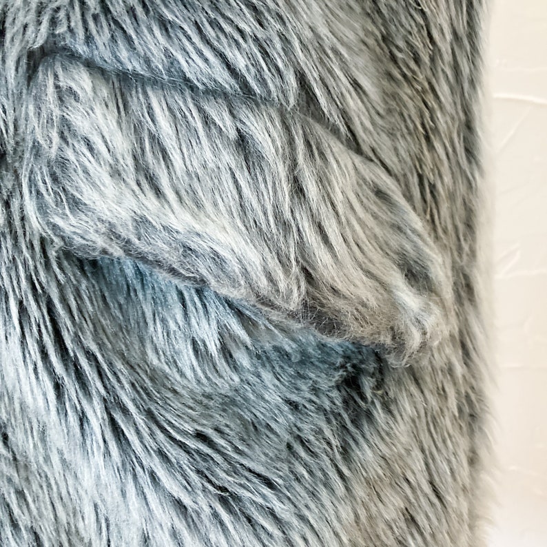 60s White Stag Silver Gray Shaggy Faux Fur Coat Large image 7