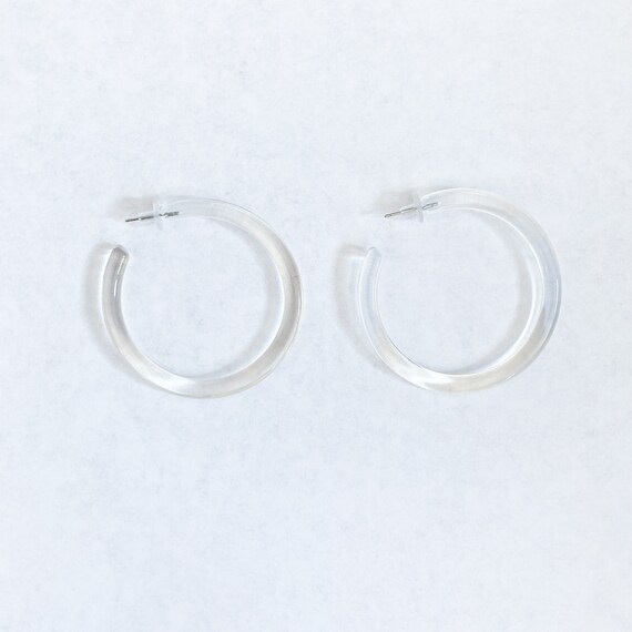 90s Oversized Clear Plastic Large Hoops Pierced E… - image 1