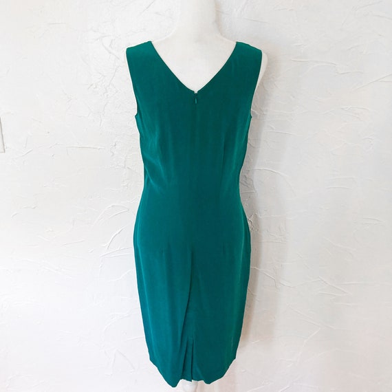 90s Turquoise Silk Sleeveless Minimal Shift Dress… - image 2