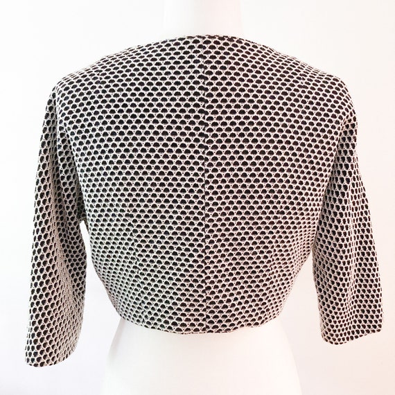 50s Black and White Honeycomb Cropped Jacket | Sm… - image 2