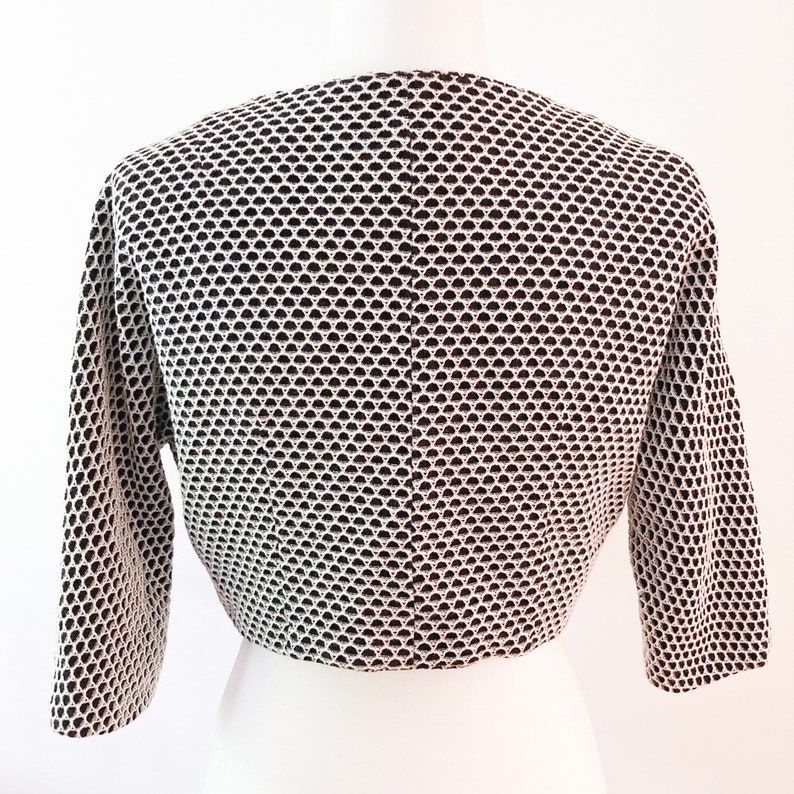 50s Black and White Honeycomb Cropped Jacket Small/Medium image 2