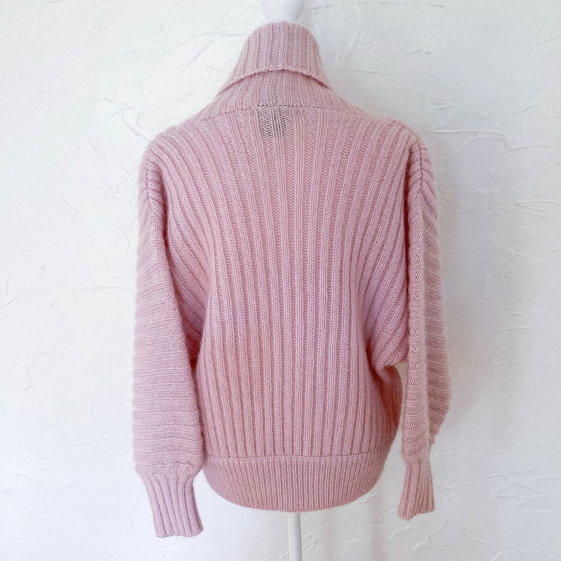 80s Chunky Light Pink Wrap Double Breasted Sweater Large/2X image 2