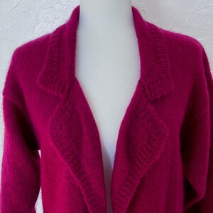 80s Perry Ellis Fuchsia Mohair Cardigan Sweater Medium/Large/Extra Large image 3