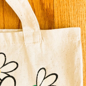 70s Daisy Print Flax Canvas Tote Bag image 6