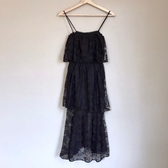 black lace tiered dress