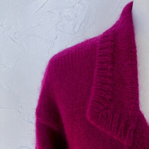 80s Perry Ellis Fuchsia Mohair Cardigan Sweater Medium/Large/Extra Large image 4