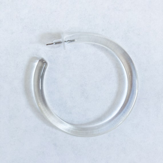 90s Oversized Clear Plastic Large Hoops Pierced E… - image 7