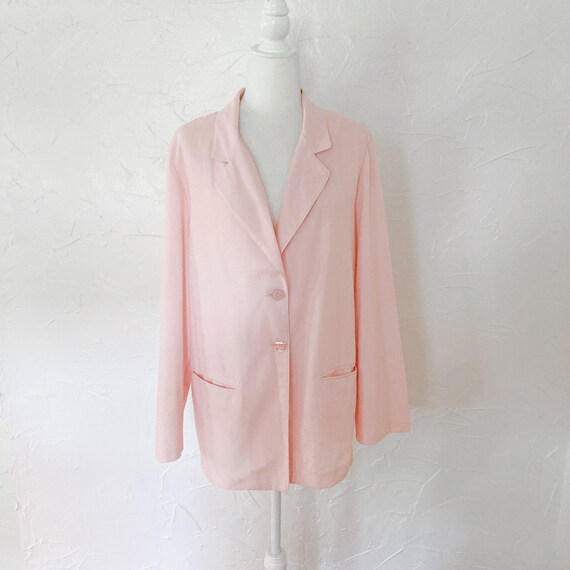 80s/90s Light Pink Cotton Lightweight Blazer | Ext